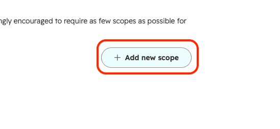 Кнопка Add new scope в форме создания Service Key
